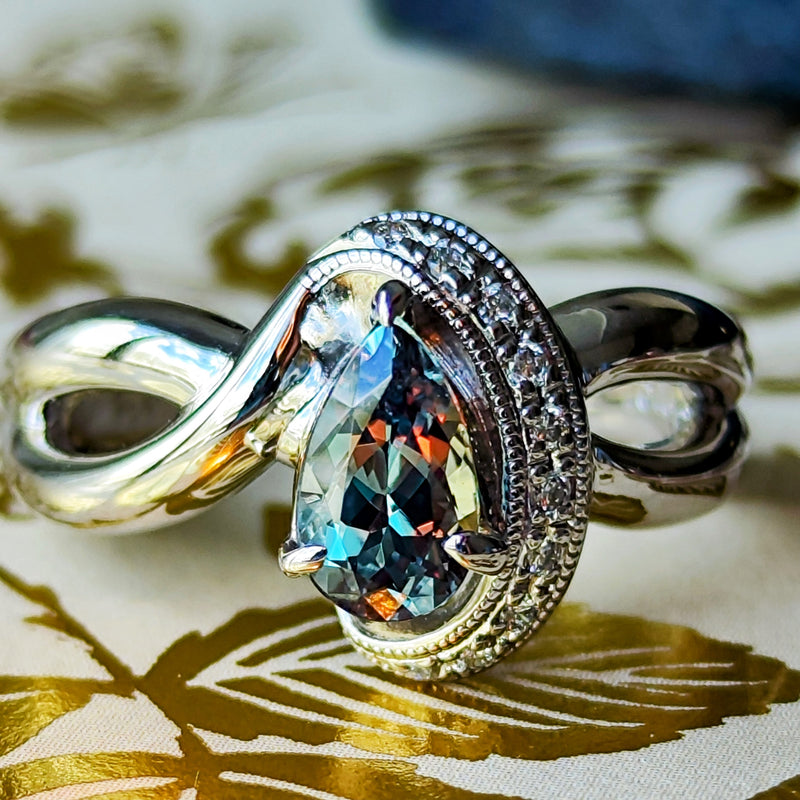【大粒 0.82ct】天然アレキサンドライト 天然ダイヤモンド リング