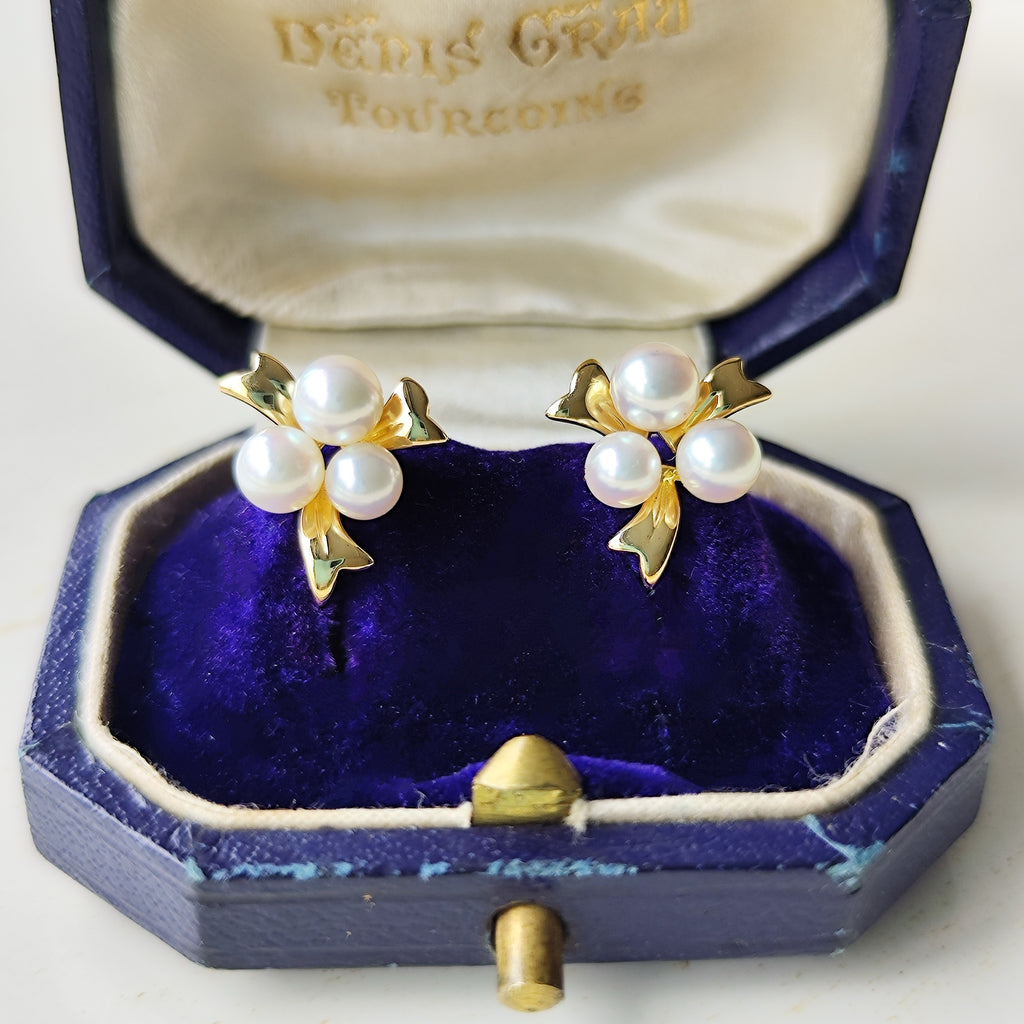 【お値下げ】MIKIMOTO ミキモト あこや真珠 リボンモチーフ ピアス