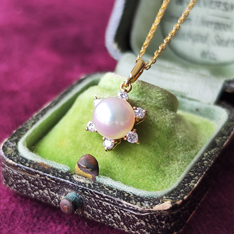 k18 MIKIMOTO ミキモトアコヤ真珠 ダイヤモンド ネックレス