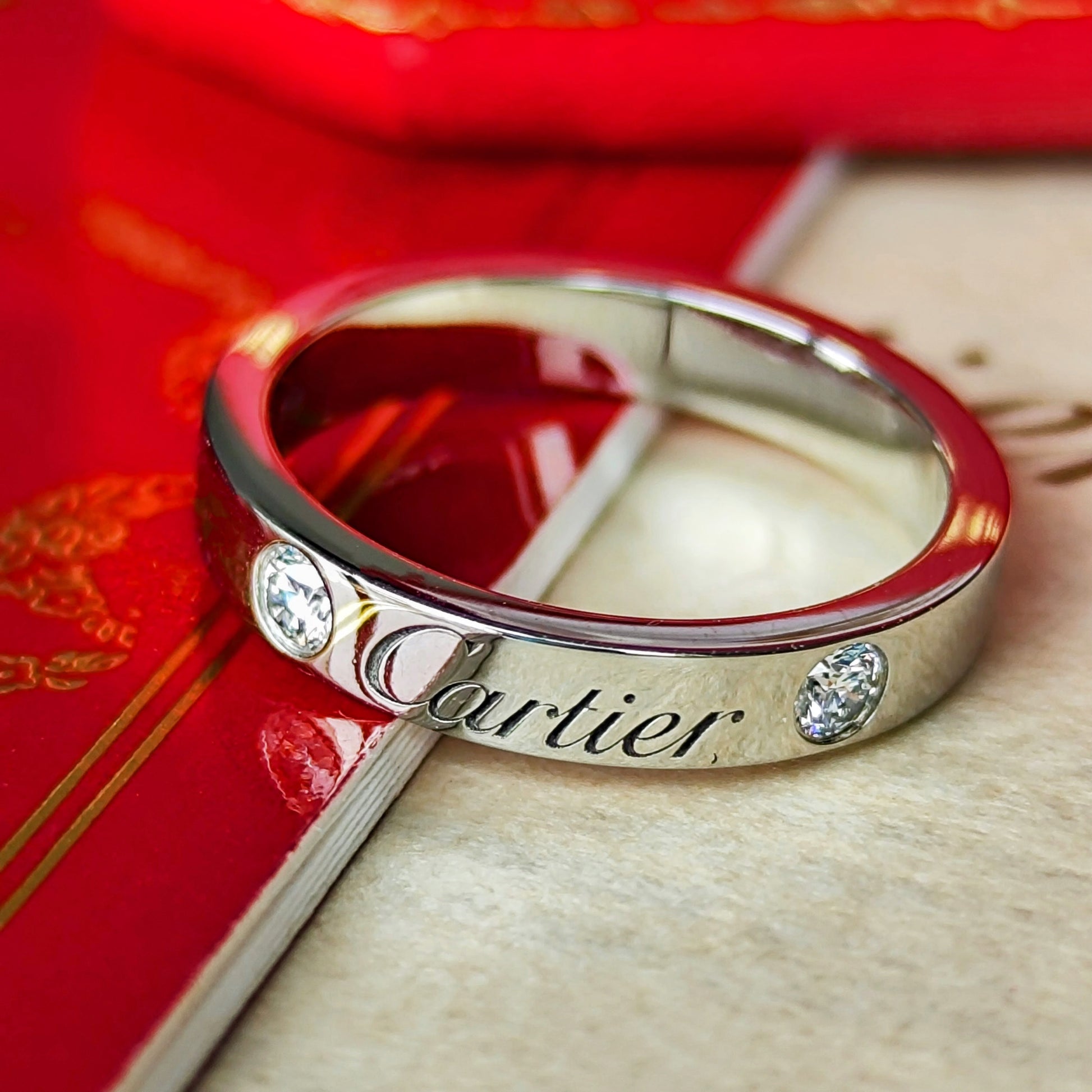 Cartier カルティエ Cドゥ エングレーブド ダイヤモンド プラチナリング 45