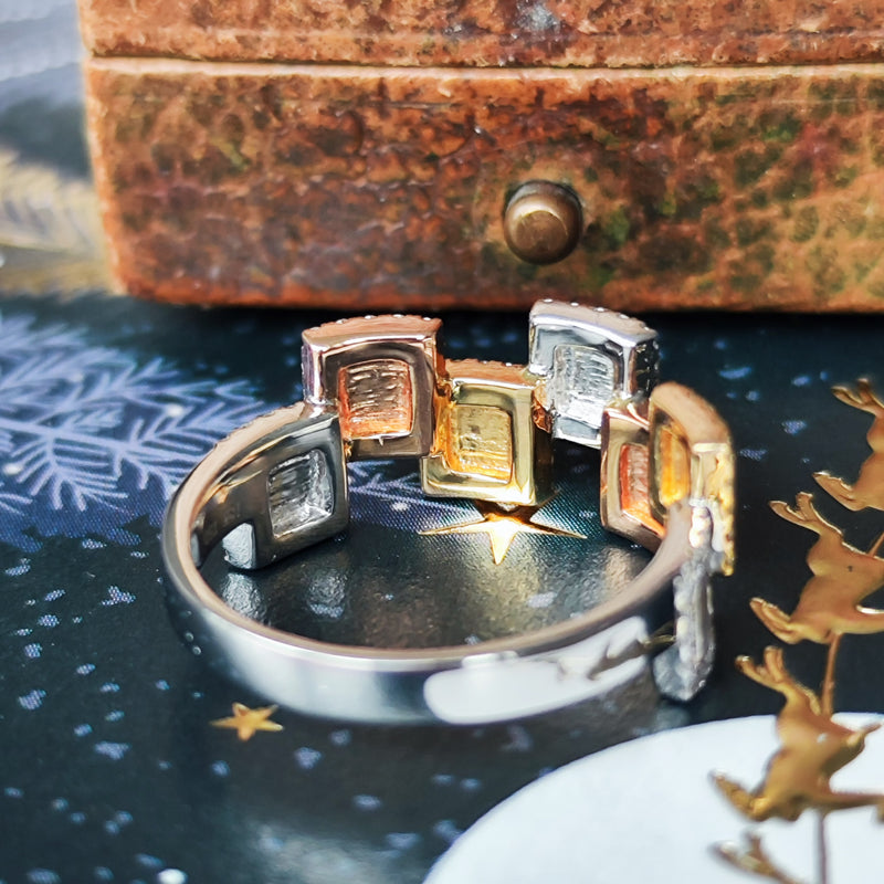 天然ダイヤモンド スリーカラー 18金リング