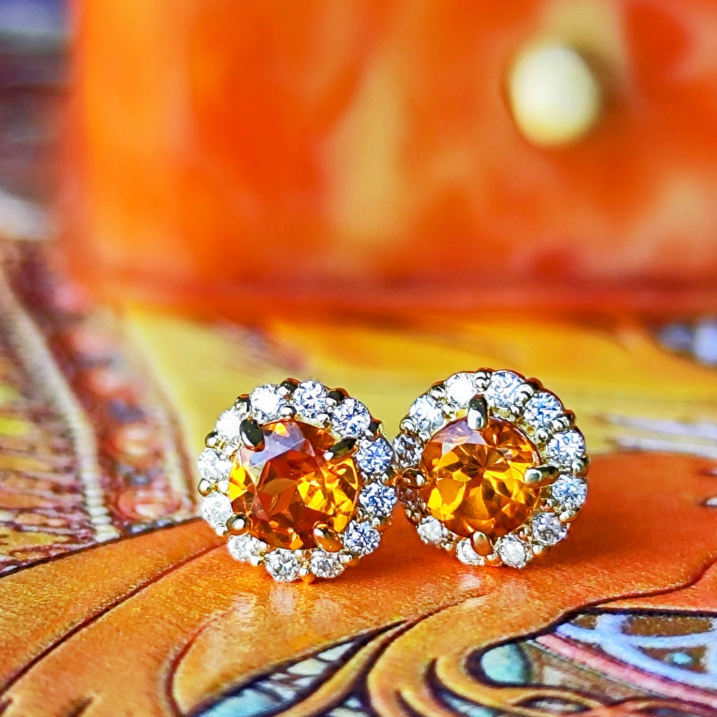 【お値下げ】天然スぺサルティンガーネット 天然ダイヤモンド 18金ピアス