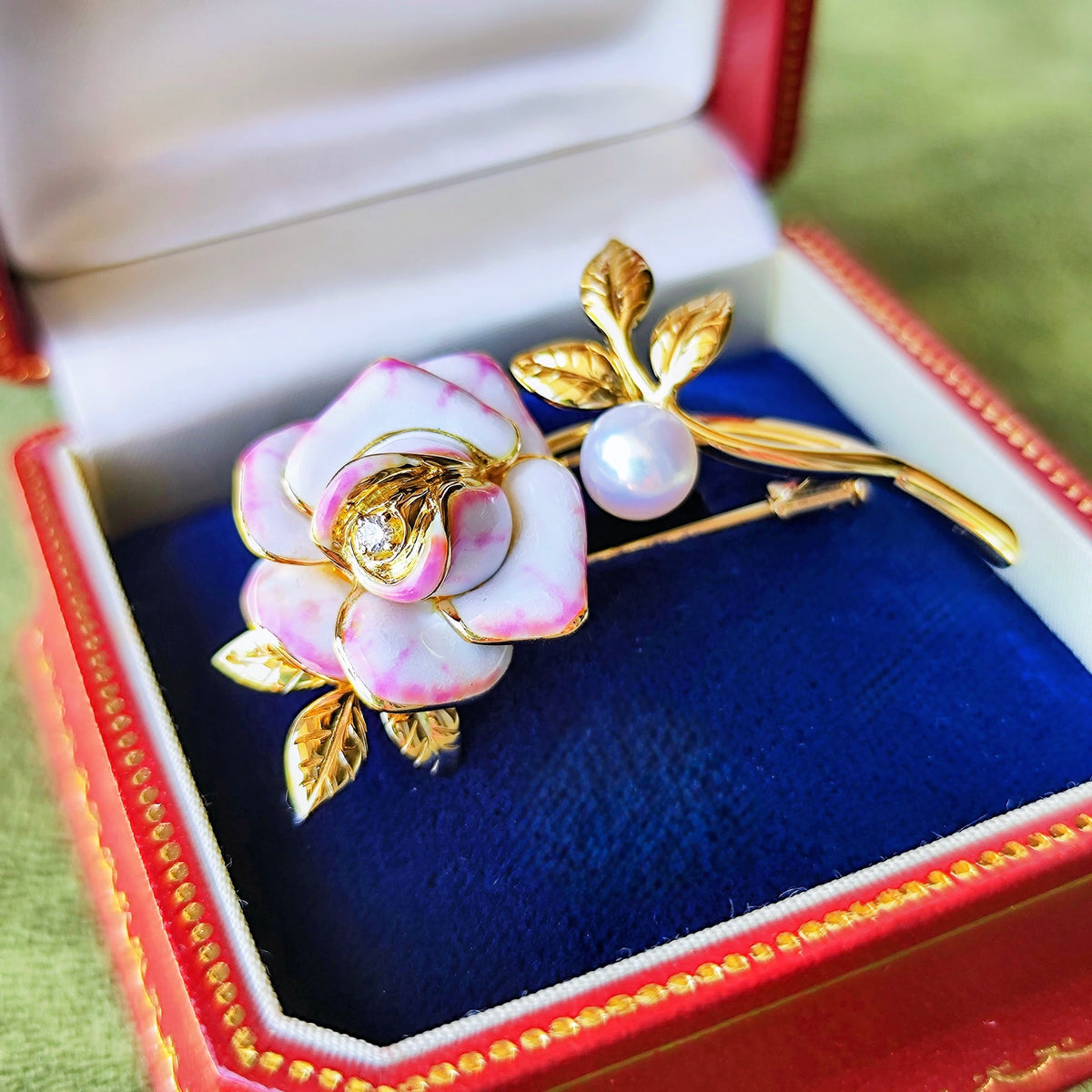 MIKIMOTO ミキモト プリンセスグレースコレクション あこや真珠 ダイヤモンド ブローチ 18金