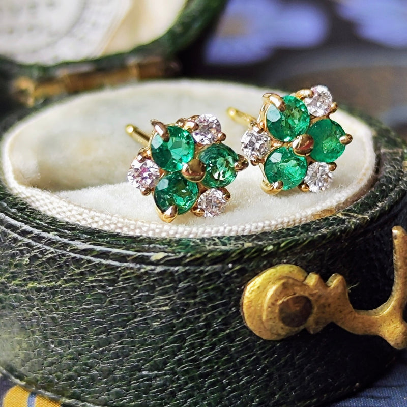 天然エメラルド 天然ダイヤモンド 18金ピアス – Mico宝飾店