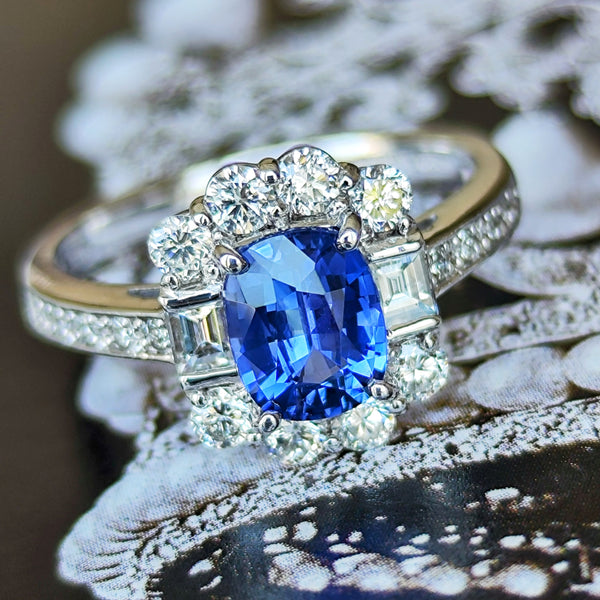 【コーンフラワー】天然ブルーサファイア 1.19ct 天然ダイヤモンド リング