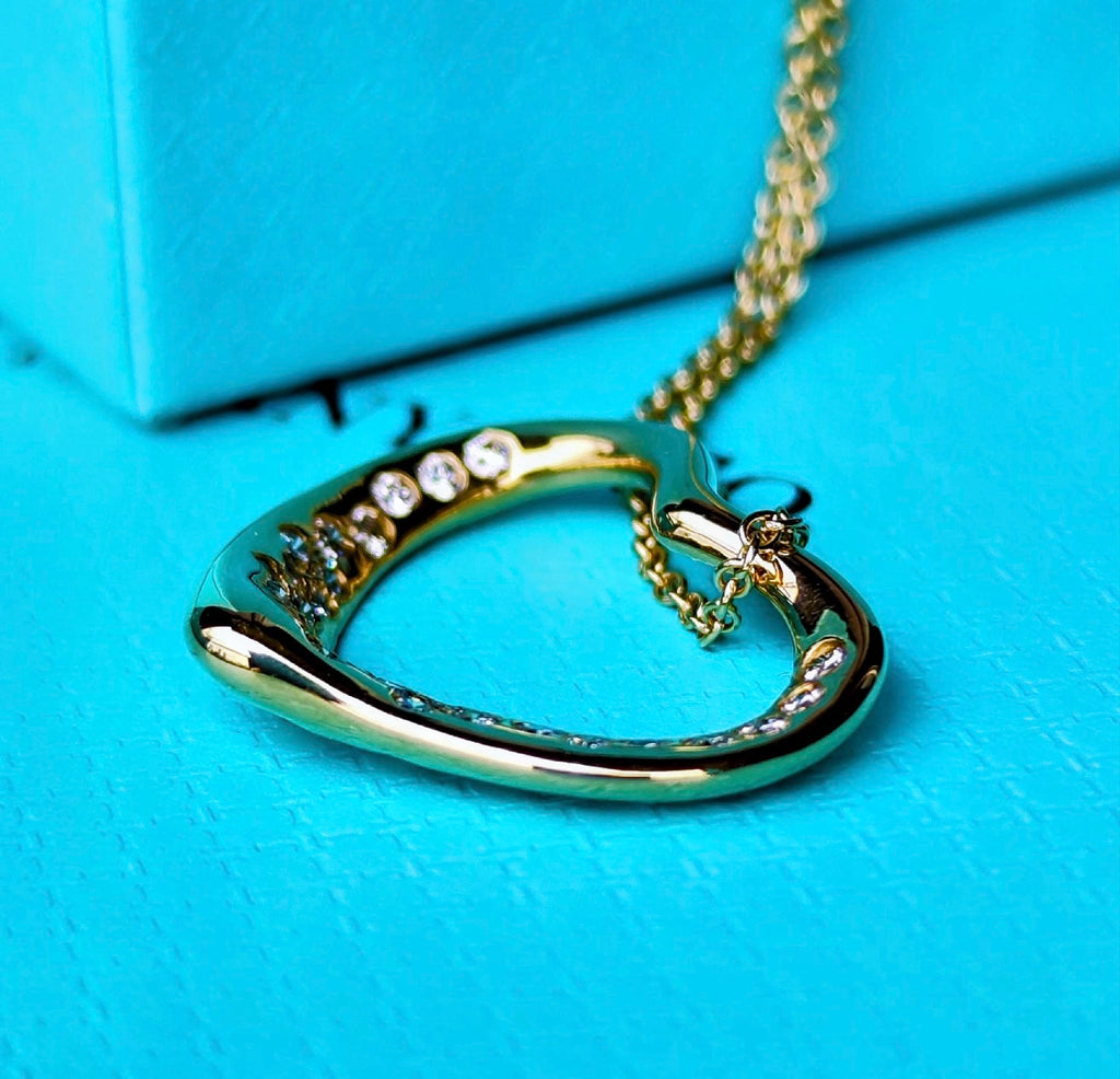 TIFFANY &Co ティファニー オープンハート ダイヤモンド 18金YG ネックレス