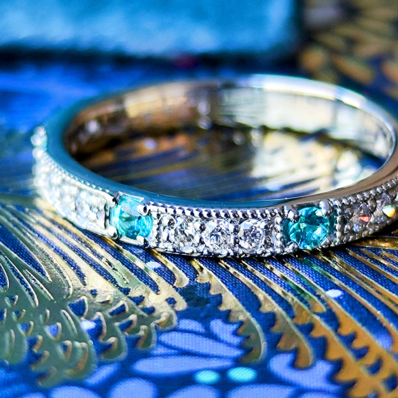 天然パライバトルマリン 天然ダイヤモンド リング