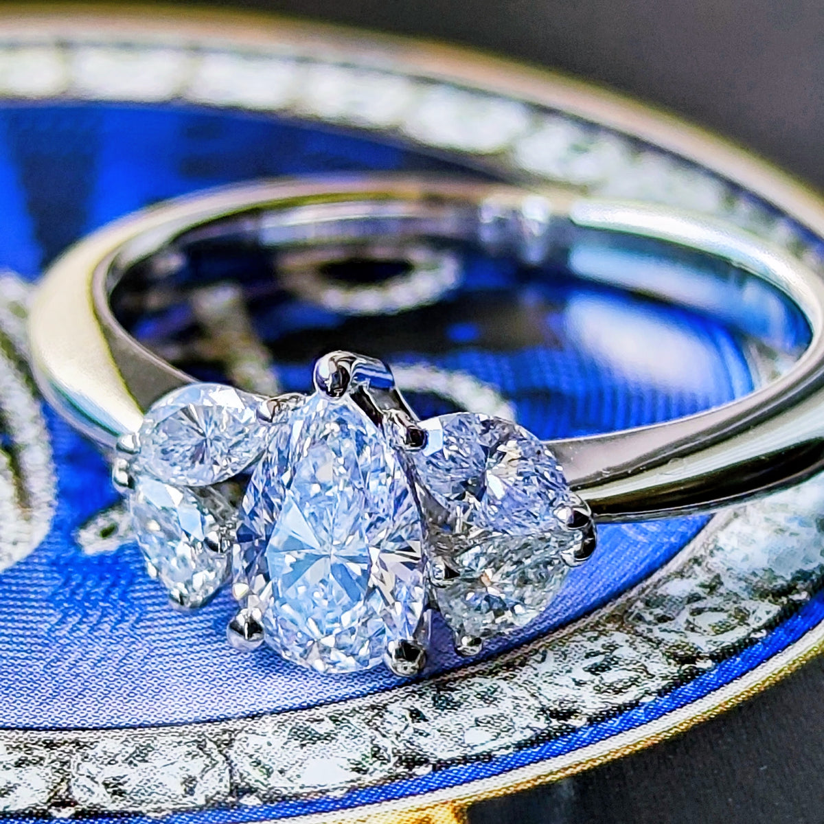 TASAKI 田崎真珠 天然ダイヤモンド ペアシェイプ 0.64ct 0.41ct プラチナリング