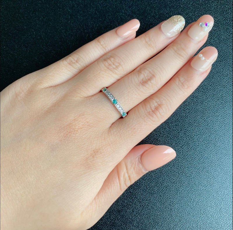 天然パライバトルマリン 天然ダイヤモンド プラチナリング