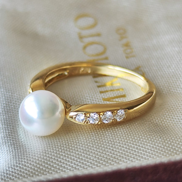 MIKIMOTO ミキモト あこや真珠 天然ダイヤモンド リング