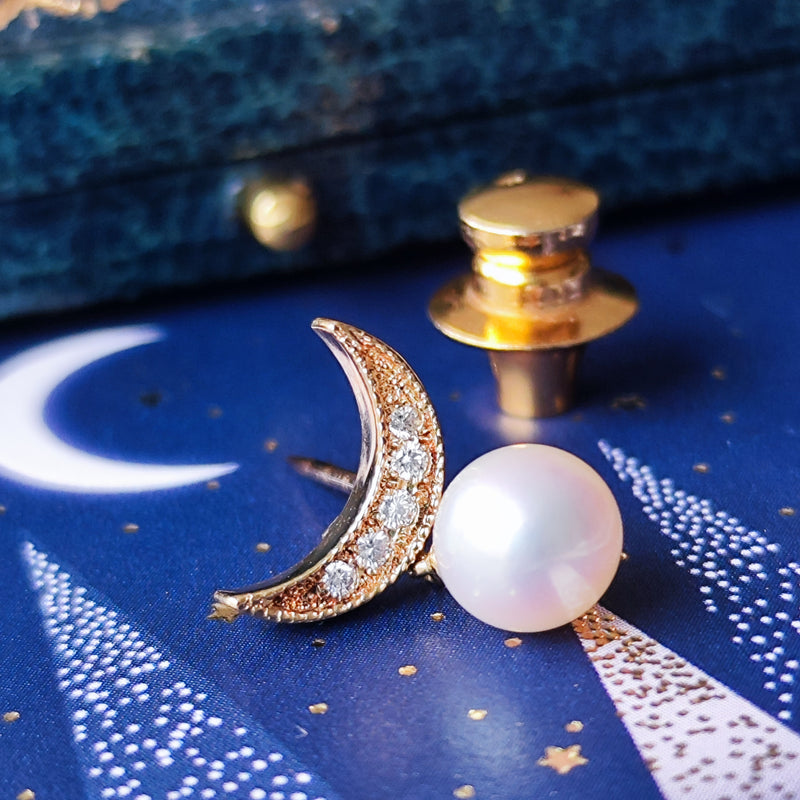 MIKIMOTO ミキモト あこや真珠 天然ダイヤモンド ブローチ