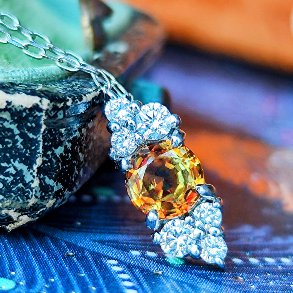 【お値下げ】天然スフェーン 天然ダイヤモンド ネックレス