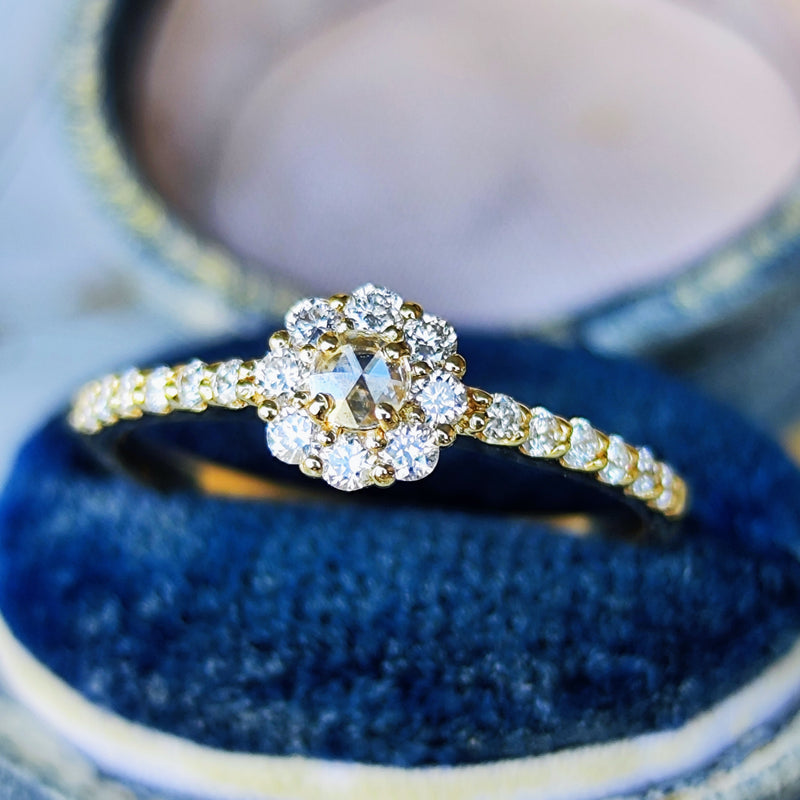 【ローズカット】天然ダイヤモンド 18金リング