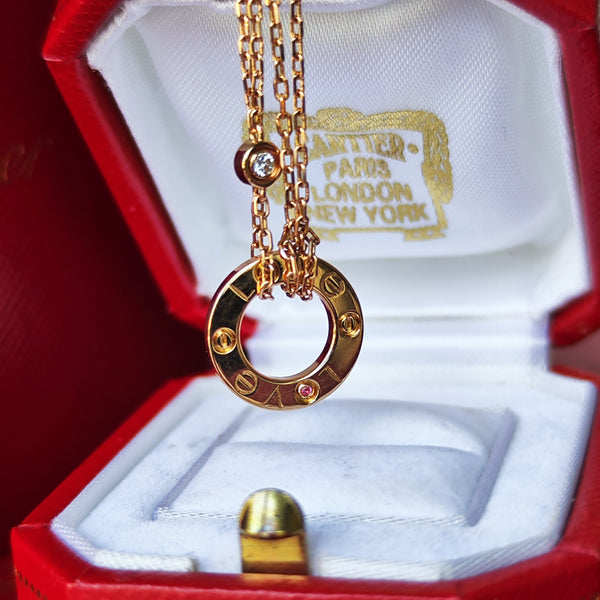 Cartier カルティエ ラブサークル ネックレス ダイヤモンド ピンクサファイア