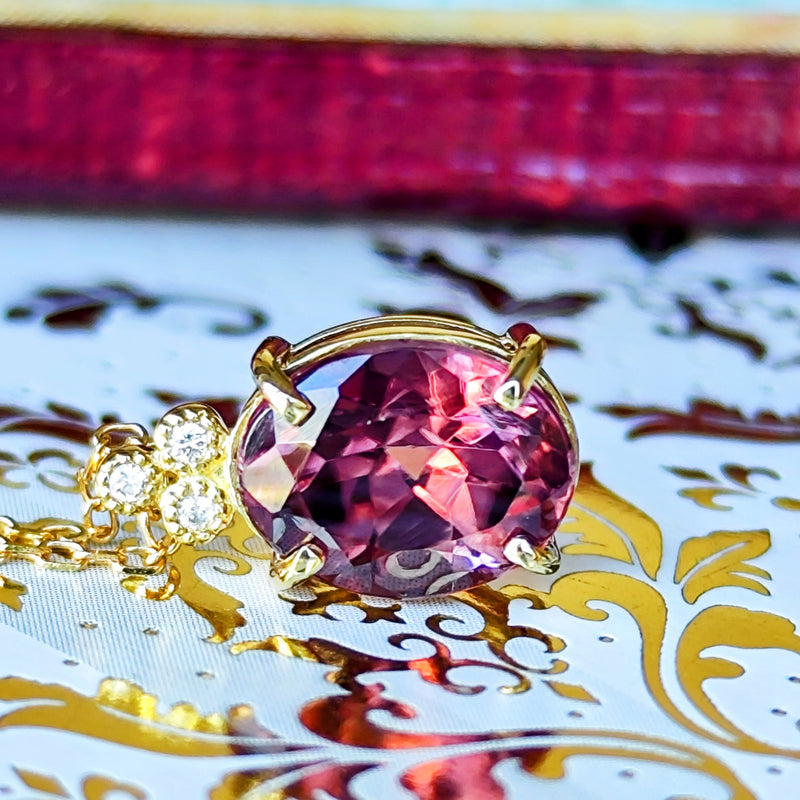 【ピンクジルコン】天然ジルコン 天然ダイヤモンド ネックレス