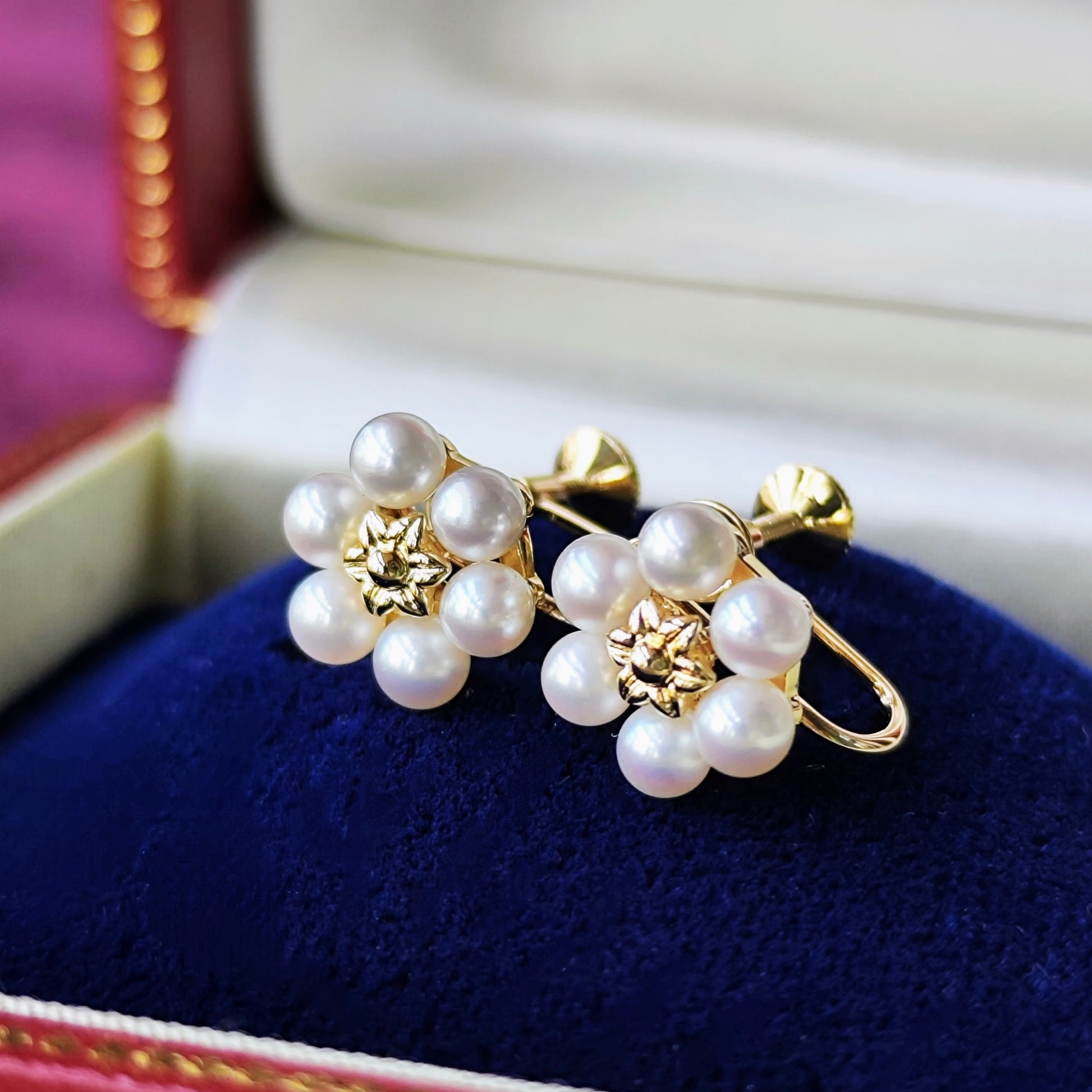 MIKIMOTO ミキモト あこや真珠 お花のイヤリング 18金