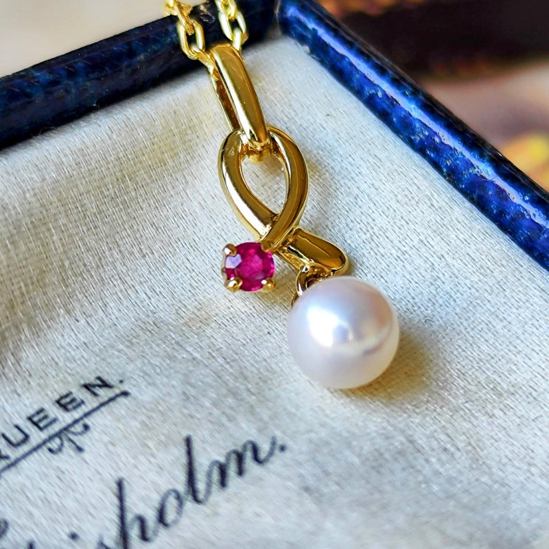 MIKIMOTO ミキモト あこや真珠 天然ルビー ネックレス
