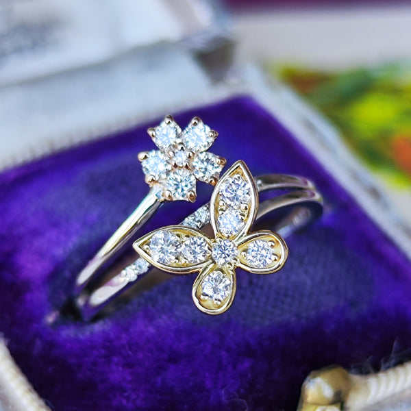 天然ダイヤモンド バタフライモチーフ リング
