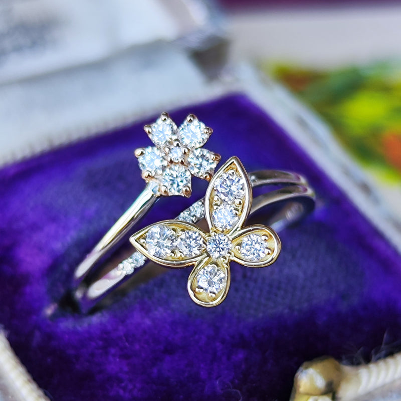 天然ダイヤモンド バタフライモチーフ リング