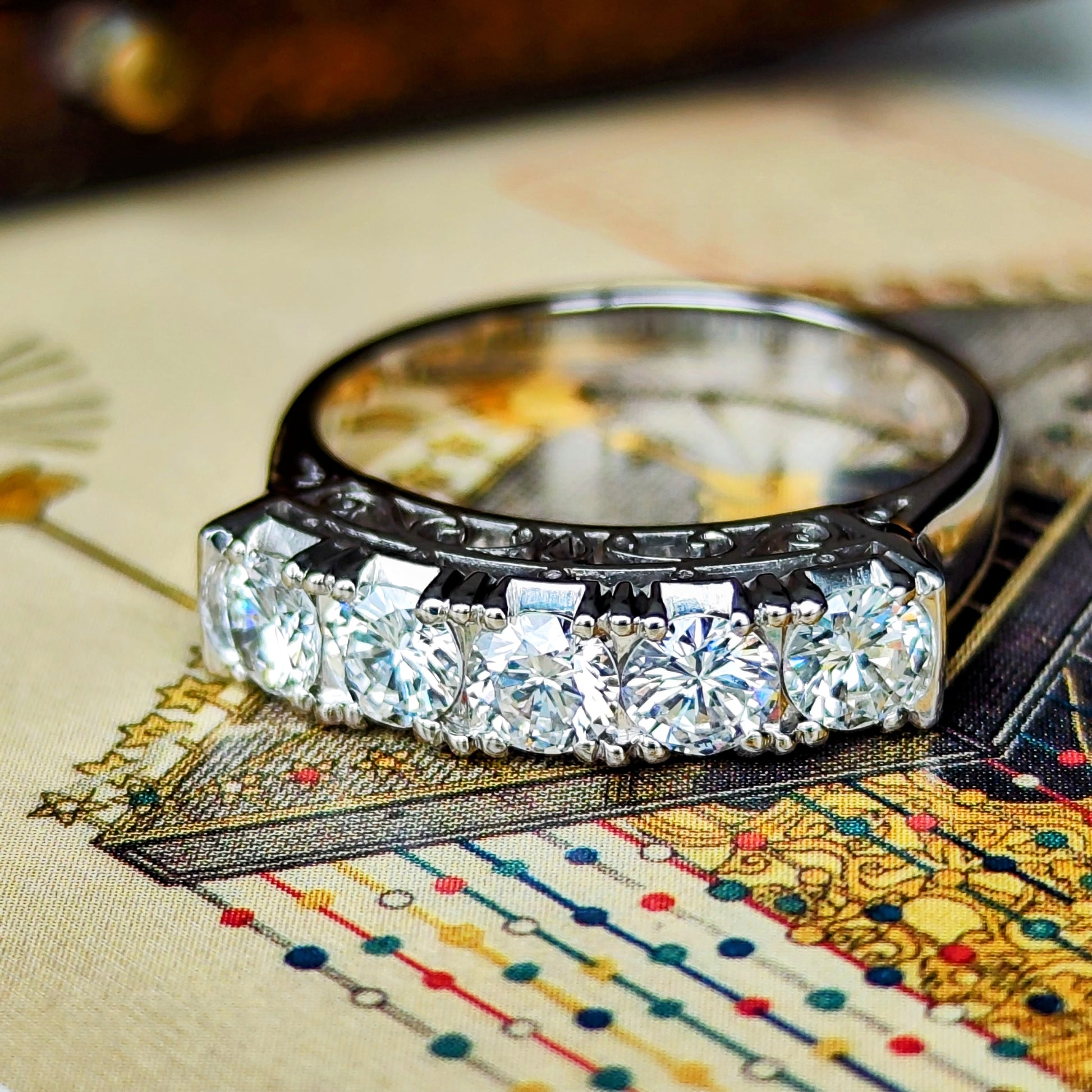 【昭和レトロ】天然ダイヤモンド 0.90ct 唐草模様 プラチナリング