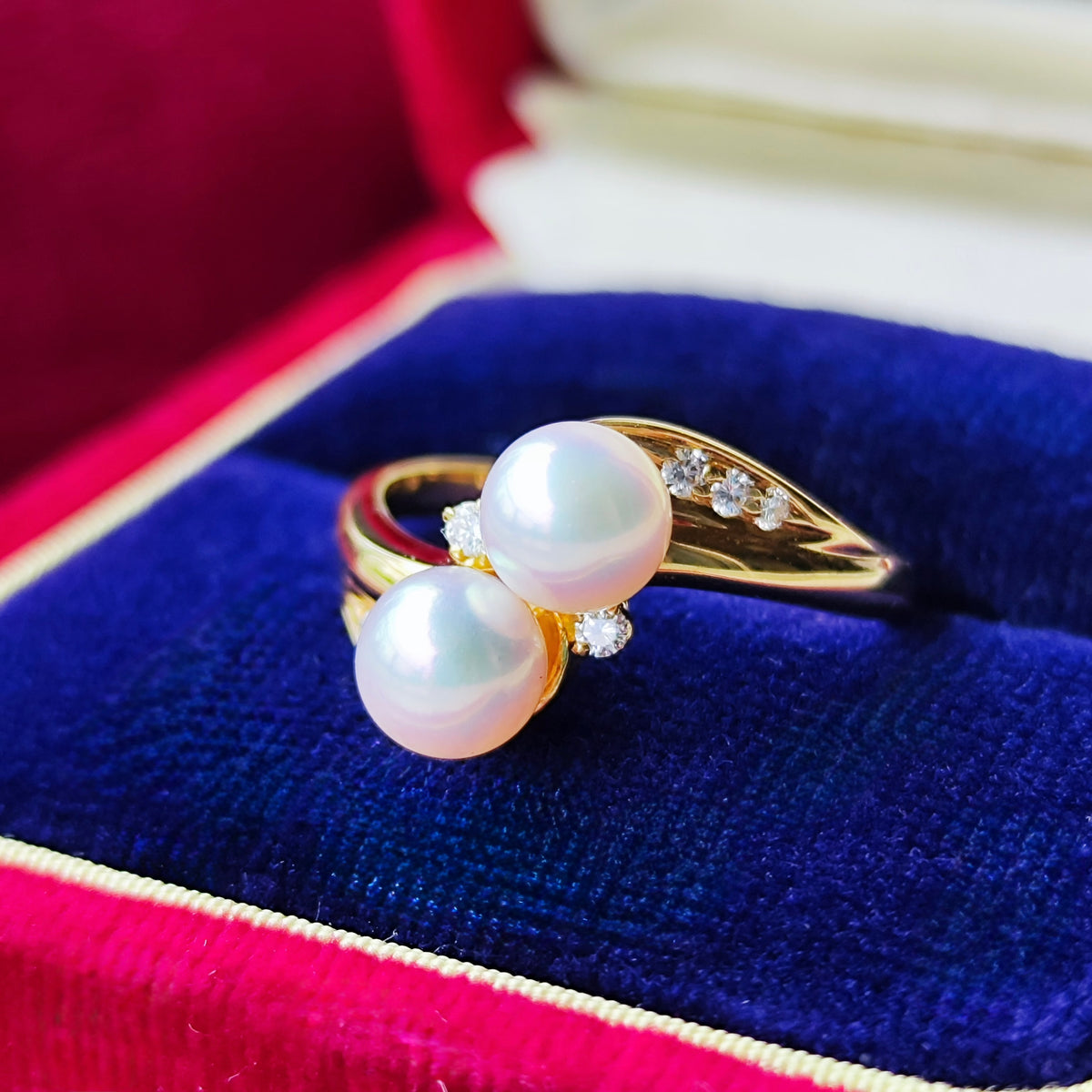 MIKIMOTO ミキモト あこや真珠 天然ダイヤモンド 18金リング