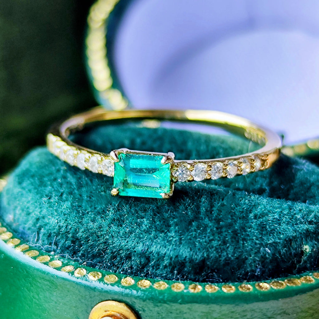 【コロンビア産】天然エメラルド 0.18ct 天然ダイヤモンド リング