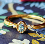 天然アレキサンドライト 天然ダイヤモンド 18金リング