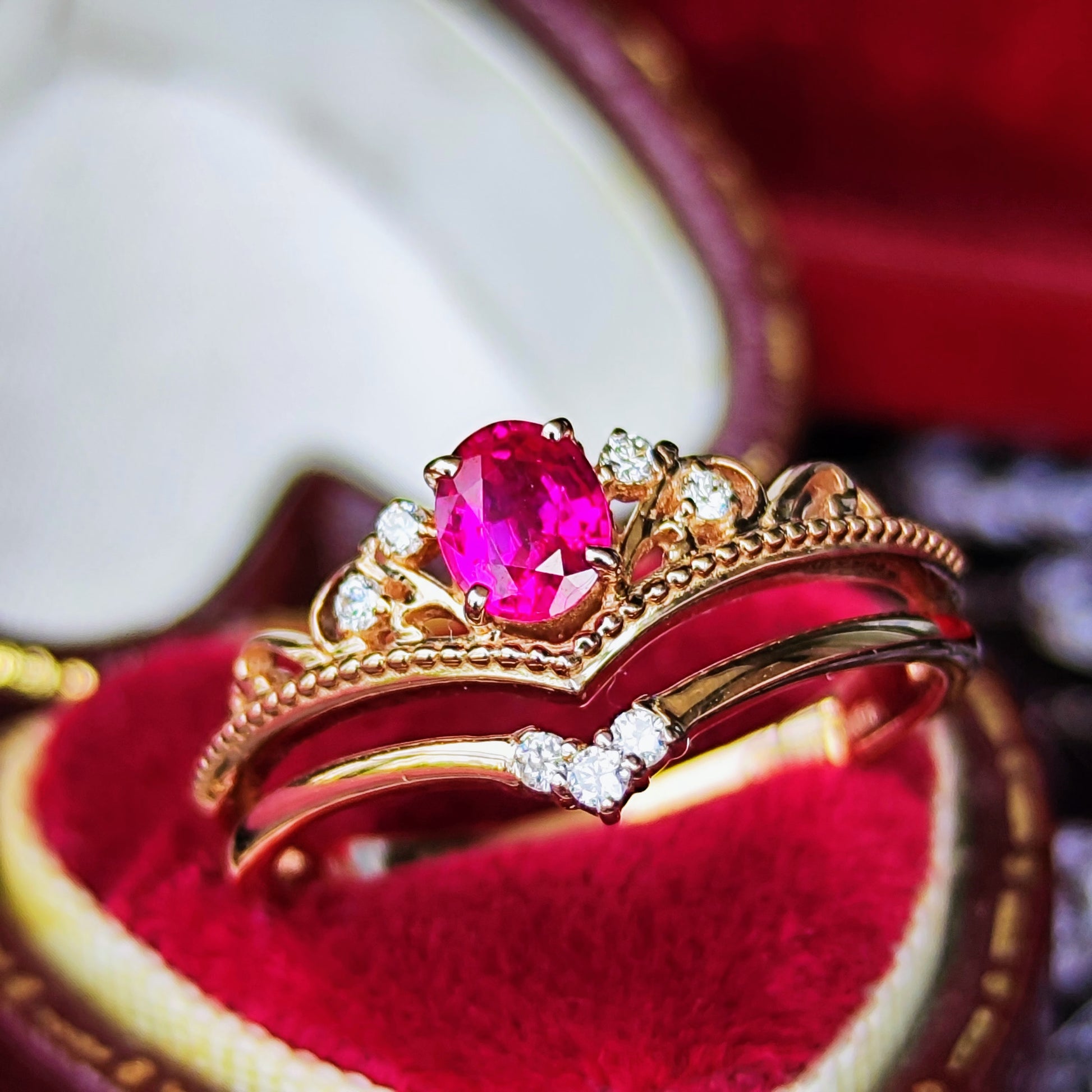 【ビルマ産ルビー】天然ルビー 0.407ct 天然ダイヤモンド