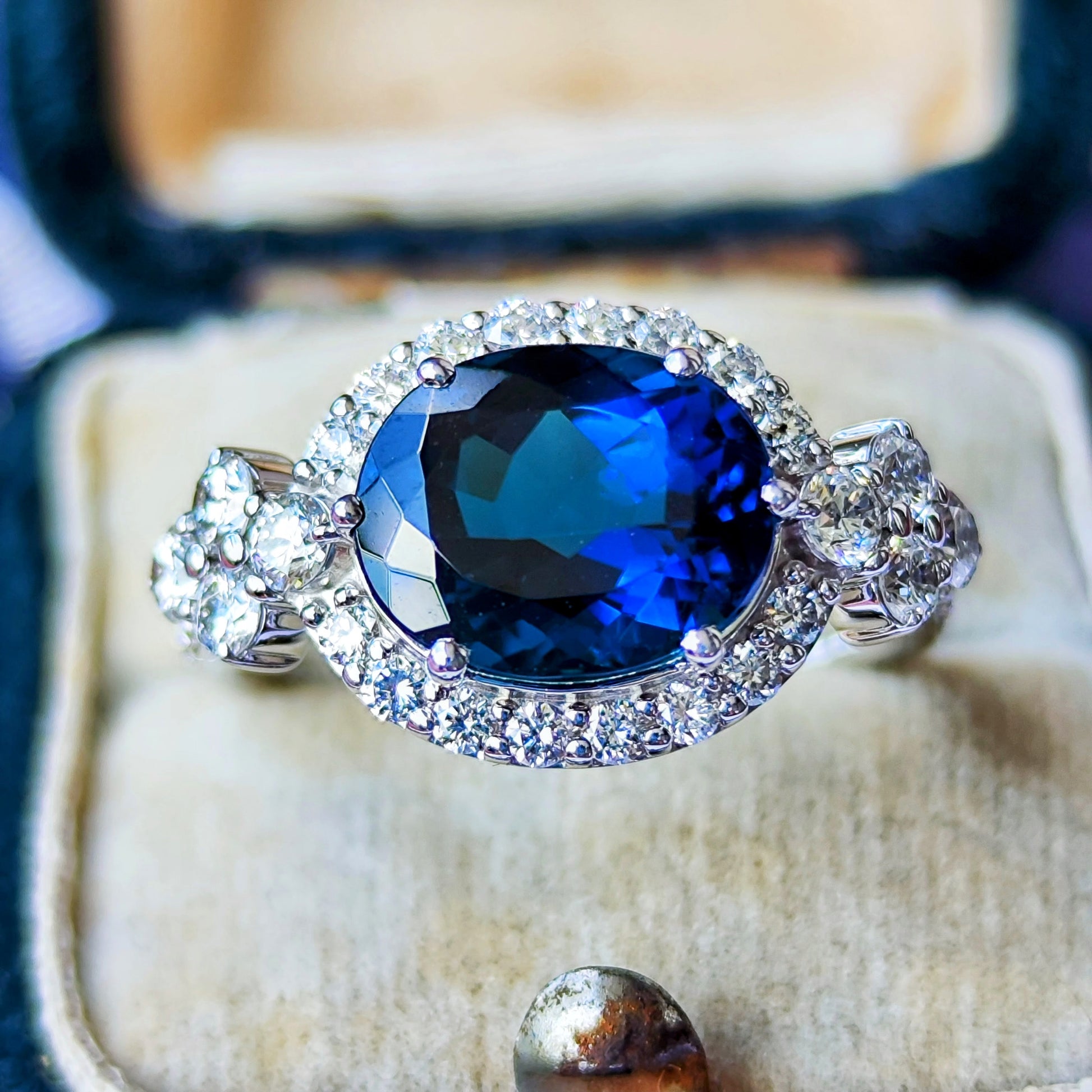 【大粒 3.35ct】天然インディゴライトトルマリン 天然ダイヤモンド 18金WG