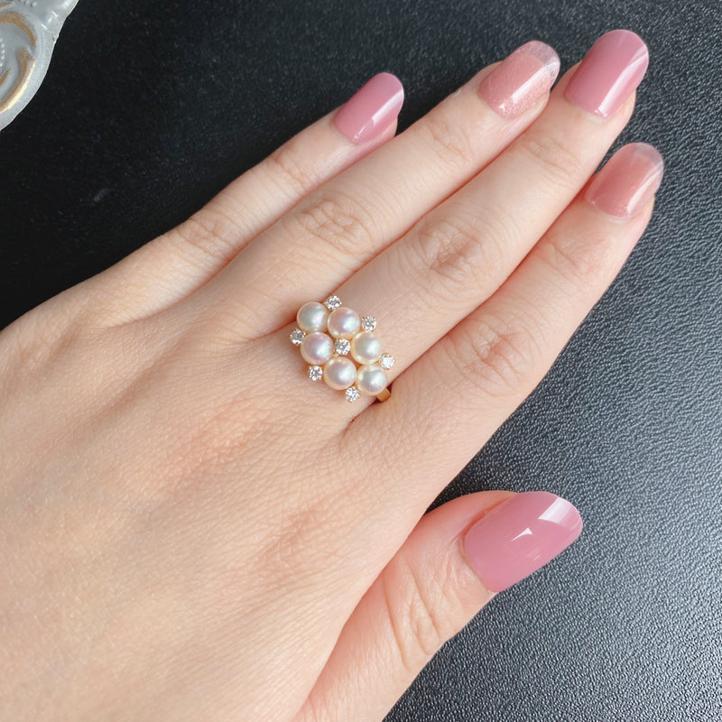 MIKIMOTO ミキモト あこやベビーパール 天然ダイヤモンド リング