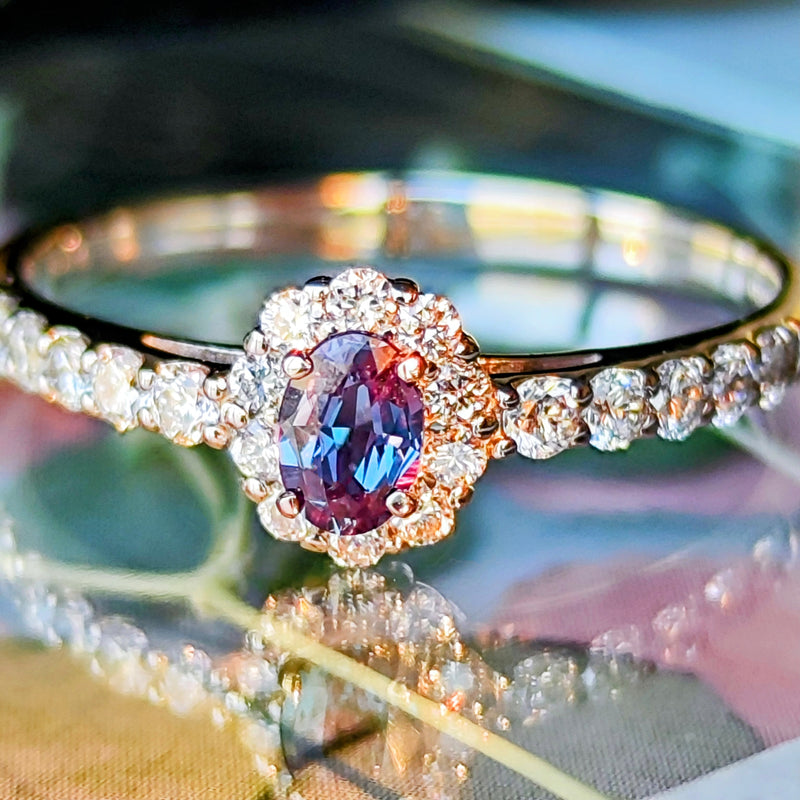 天然アレキサンドライト 天然ダイヤモンド プラチナリング – Mico宝飾店