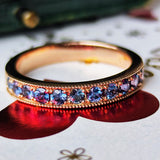 天然アレキサンドライト ダイヤカット ハーフエタニティリング 18金PG