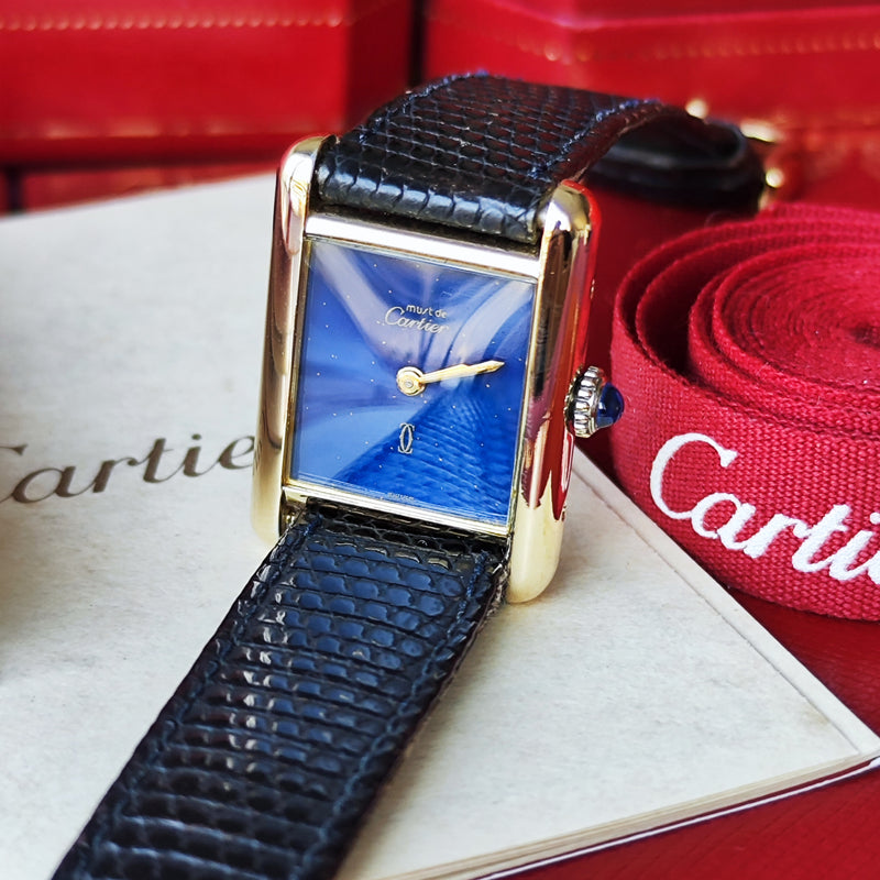 【OH済み】Cartier カルティエ マストタンク ラピスラズリ文字盤 手巻き腕時計