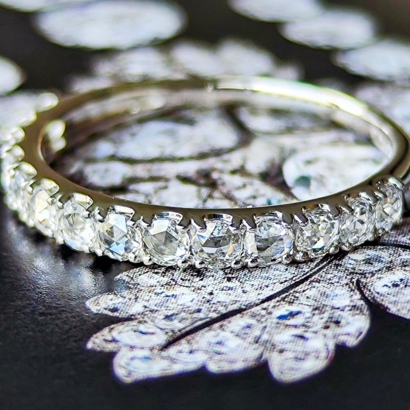 【ローズカット】天然ダイヤモンド ハーフエタニティリング プラチナ