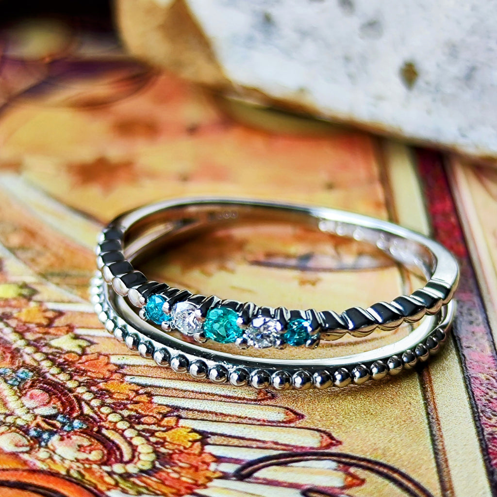 天然パライバトルマリン 天然ダイヤモンド リング