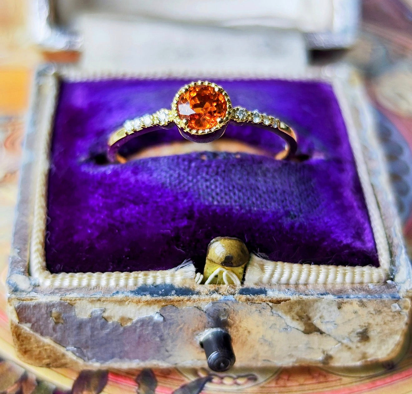 天然スペサルティンガーネット 天然ダイヤモンド リング