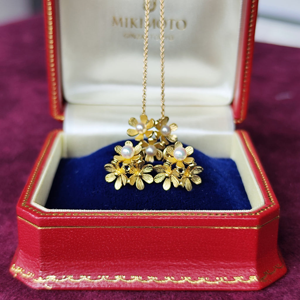 MIKIMOTO ミキモト フラワーモチーフ あこやベビーパール ピアス