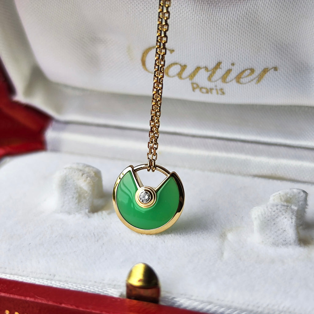 【廃盤 Cartier】カルティエ アミュレット クリソプレーズ ネックレス 18金YG