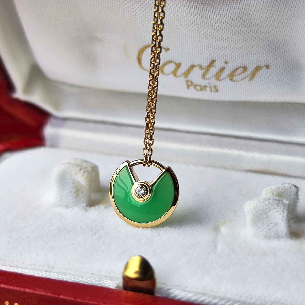 【廃盤 Cartier】カルティエ アミュレット クリソプレーズ ネックレス 18金YG