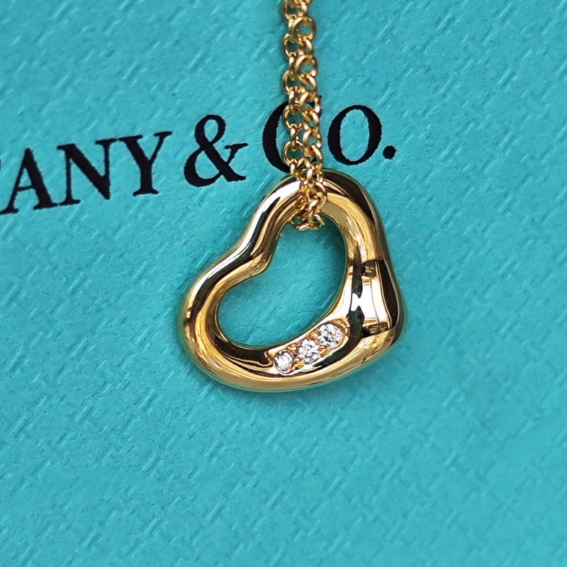 TIFFANY &Co ティファニー オープンハート ダイヤモンド ネックレス 18金YG