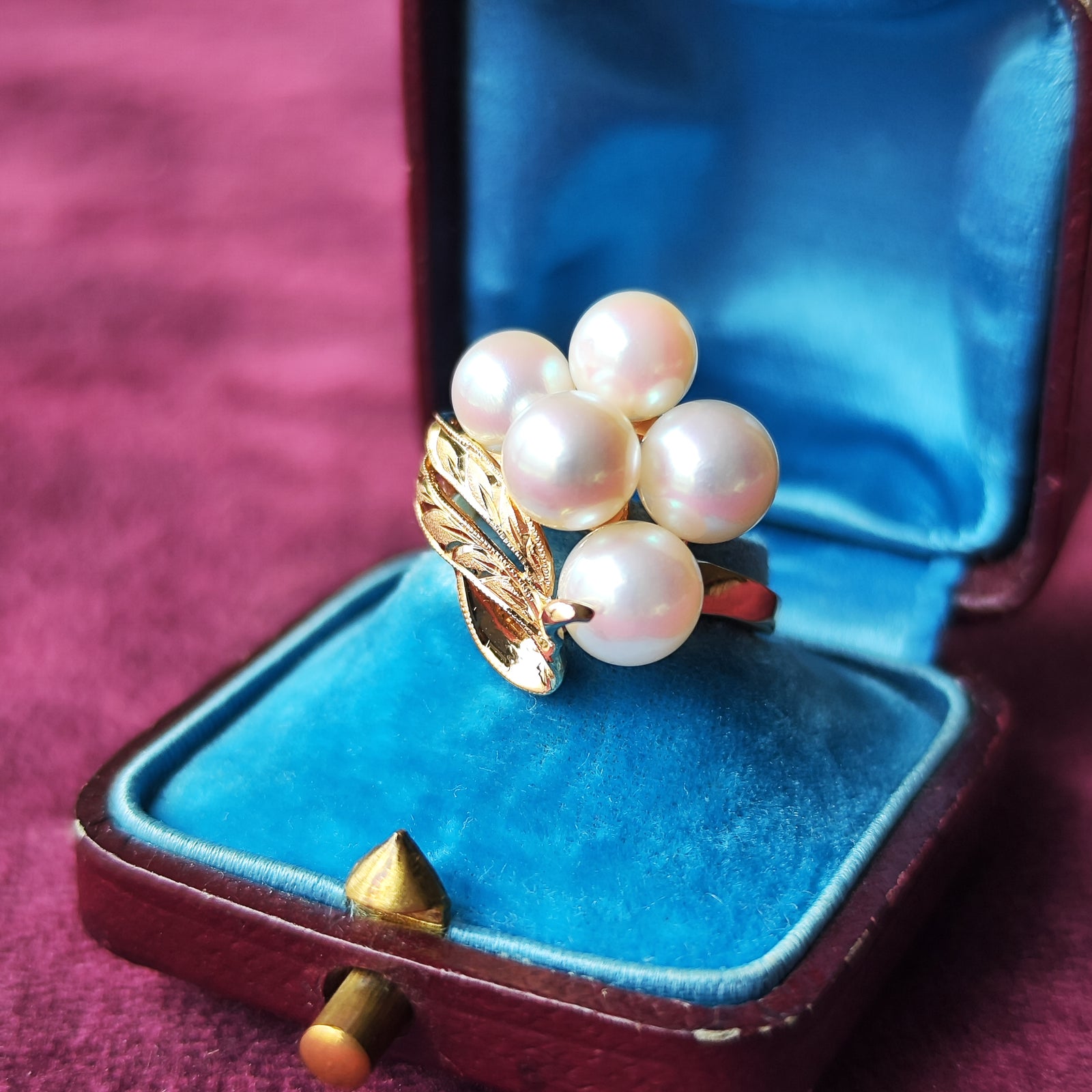 ☆ヴィンテージ美品古くても田崎はタサキ本真珠3点ダイヤリング