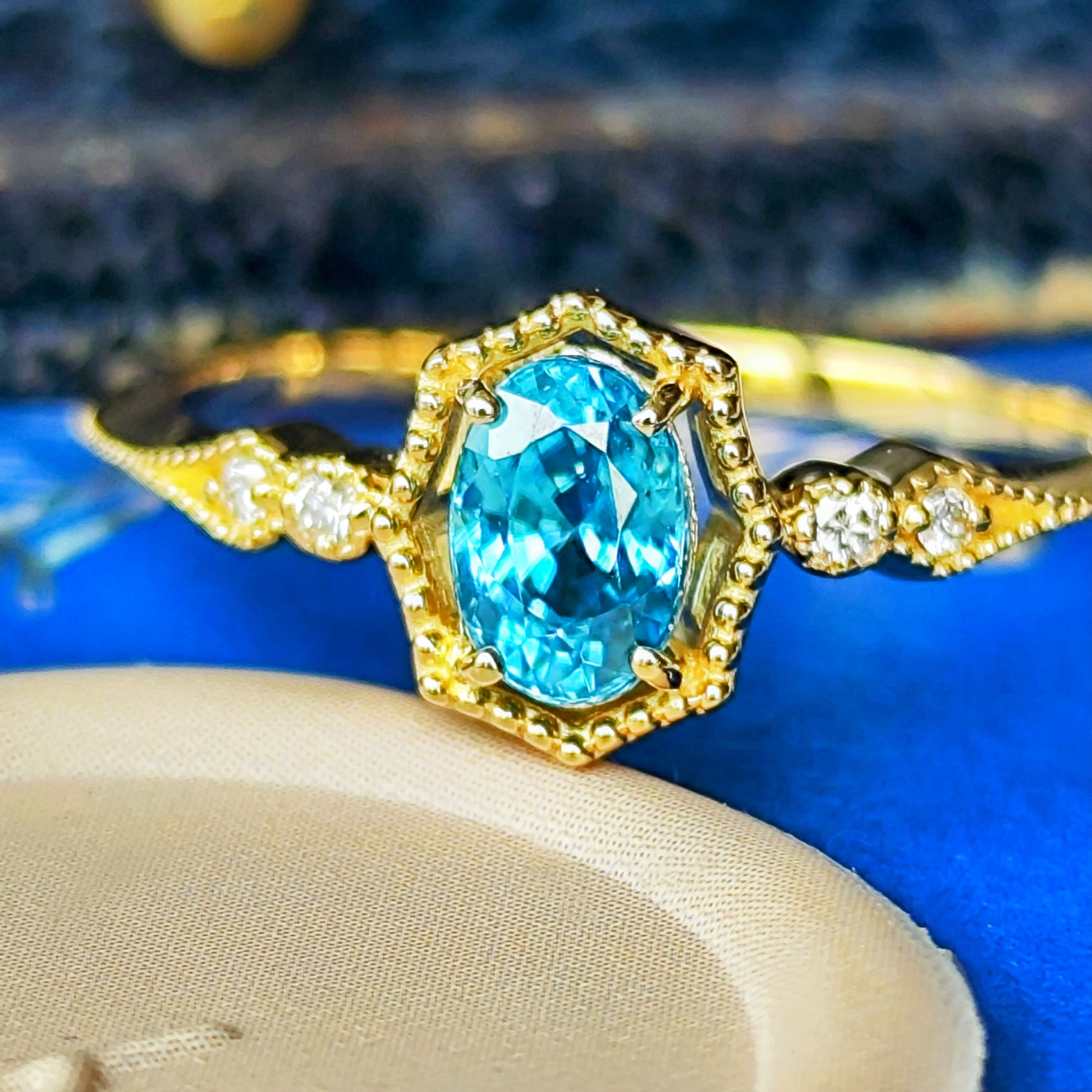 【お値下げ】天然ジルコン 天然ダイヤモンド 18金リング