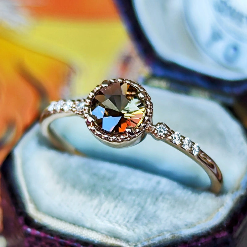 天然アンダリュサイト 天然ダイヤモンド リング