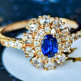 【ロイヤルブルー】スリランカ産 天然サファイア 天然ローズカットダイヤモンド GIA