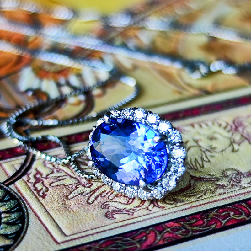 天然タンザナイト 天然ダイヤモンド ネックレス