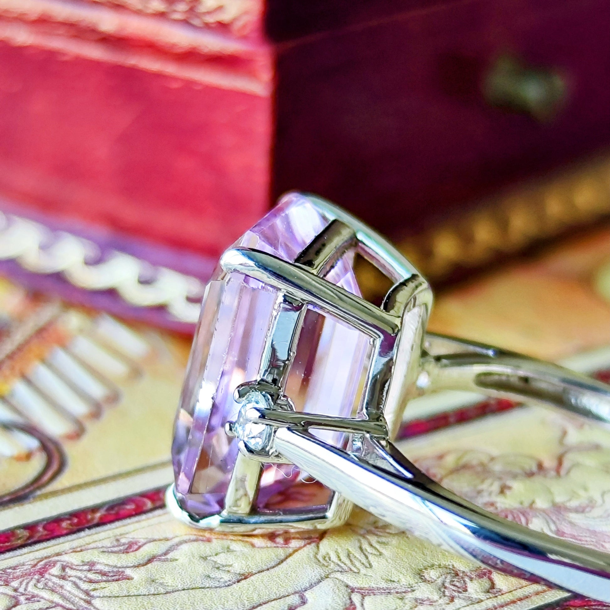 【お値下げ】8.42ct 天然クンツァイト 天然ダイヤモンド リング