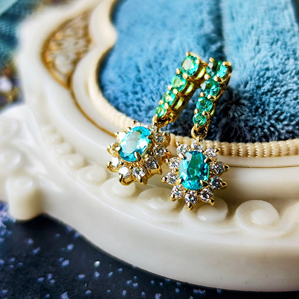 ブラジルバターリャ産 天然パライバトルマリン 天然ダイヤモンド ピアス GIA