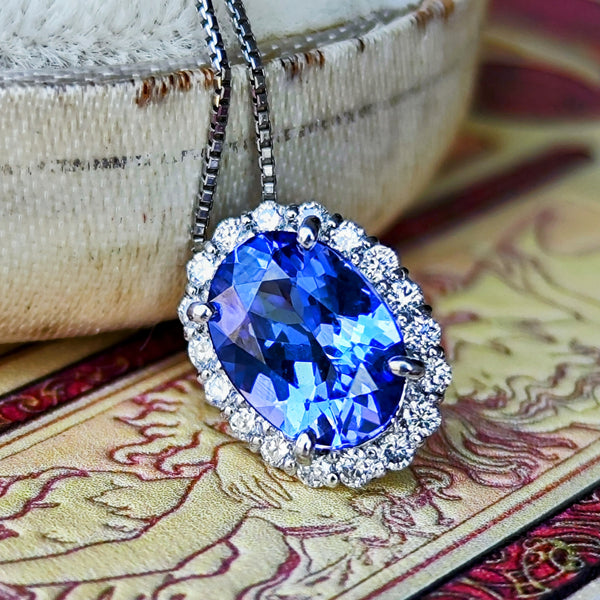 天然タンザナイト 天然ダイヤモンド ネックレス