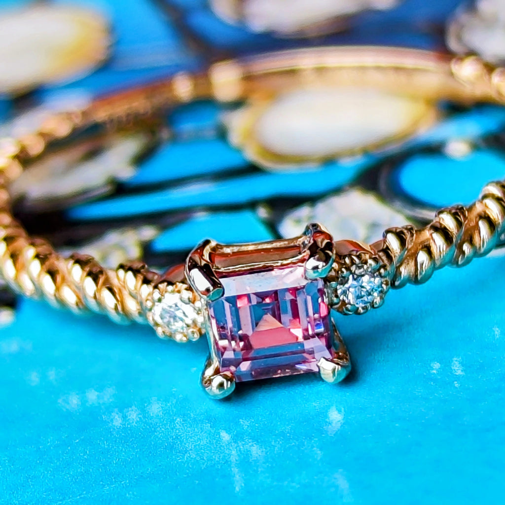 天然パパラチアサファイア 天然ダイヤモンド リング
