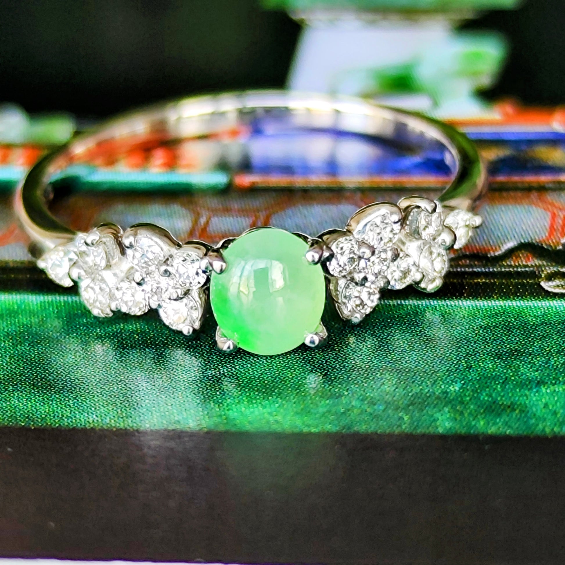 天然翡翠 天然ダイヤモンド プラチナリング